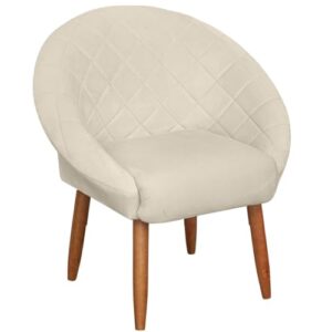 Poltrona Cadeira para Recepção sala de estar Sala de Leitura resistente reforçada tecido veludo pés madeira MOBLAN decor (1, Bege)