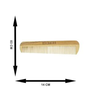 Pente de Madeira para barba com Duplos Dentes Estreitos e Largos Muchacho - Controle o Frizz e Modele Sua Barba com Estilo