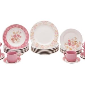Aparelho de Jantar Chá 30 Peças Biona - Cerâmica Redondo Rosa Donna AE30-5160 - Aparelho de Jantar