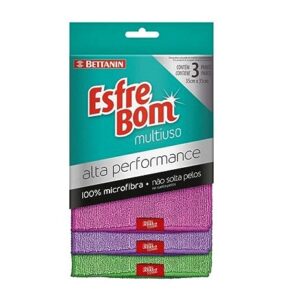 Bettanin Pano Alta Performance Multiuso 3 Unidades Pink/Roxo/Verde Esfrebom