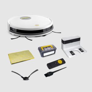 Robô Aspirador de Pó Karcher RCV 1 controle remoto 3 modos de limpeza sensor anti-queda e de colisão – Bivolt