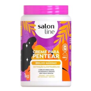 Salon Line, Creme de Pentear, Brilho Máximo, Definição e Extrabrilho, Repara as Fibras - Cabelos Ondulados, Cacheados e Crespos, 1 Kg