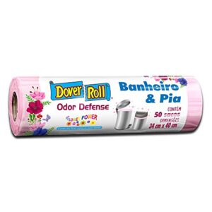 Dover-Roll Saco Para Lixo Odor Defense Banheiro & Pia Rosa Flower Power Rolo Com 50 Sacos