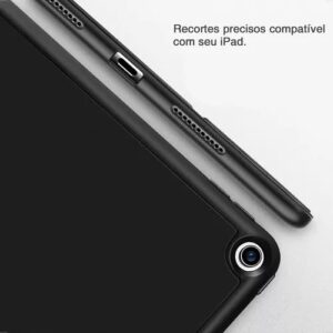 Capa Para iPad 9ª 8ª 7ª Geração iPad 10.2" Smart Case Slim Com Suporte Para Caneta Proteção Total Anti Impacto Tampa Magnética Premium Resistente Funcional (Preto)