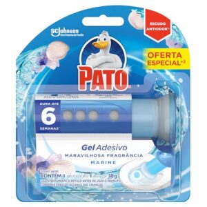 Pato Desodorizador Gel Adesivo Marine, Limpeza Banheiro, Vaso Sanitário Limpo e Perfumado, Com Aplicador, 6 Discos