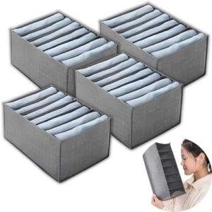 Kit C/4 Organizadores de Roupas Premium C/7 Divisórias Colméia - Lingerie, Cueca, Calcinha, Sutiã - Compartimentos Respiráveis, Dobrável, Lavável - Ideal para Guarda-Roupas, Closet, Gavetas