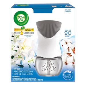 Air Wick Difusor Elétrico Bom Ar Lirio Branco E Algodão Aparelho + Refil 16Ml Azul