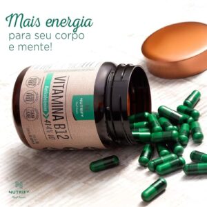 Nutrify - Vitamina B12 - Metilcobalamina 414% VD - Multivitamínico - Suplemento Alimentar para o Metabolismo Energético - Vegano e Livre de Aditivos Artificiais - 60 Cápsulas