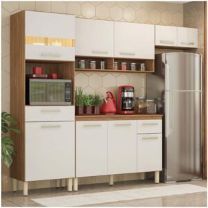 Cozinha Completa Demóbile Dama com Balcão - Nicho para Micro-ondas 9 Portas 2 Gavetas - Cozinha Compacta / Completa