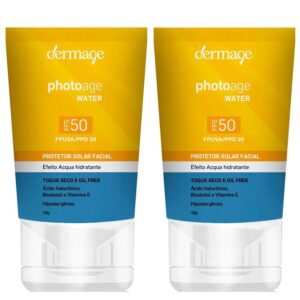 Dermage Photoage Water Kit com 2 Unidades Protetor Solar Facial FPS50 40g - Protetor Solar Facial Dermocosmético