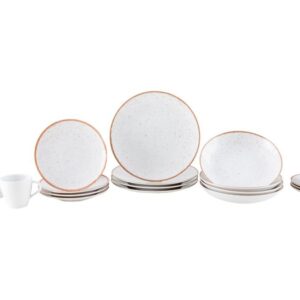 Aparelho de Jantar 20 Peças Tramontina Redondo Porcelana Branco e Marrom Mare - Aparelho de Jantar