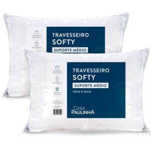 Kit 2 Travesseiros Inteligente Fibras Importada E Antialérgica Anatomico Nasa - F.V Enxovais - Travesseiro Comum