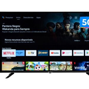 Smart TV 50” 4K DLED Rig Vizzion BR50GUA IPS - Android Wi-Fi Google Assistente 3 HDMI 2 USB - TV 4K Ultra HD