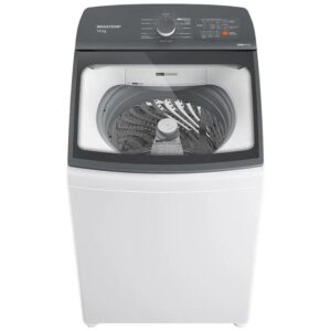 Lavadora de Roupas Brastemp 15kg Cesto Inox - 12 Programas de Lavagem Branca BWF15AB - Máquina de Lavar