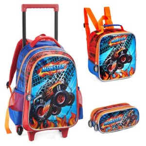 Kit Mochila Infantil Menino Carros Linda Reforçada Prática Grande - New Bag - Mochilas