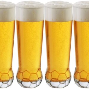 Jogo de Copos de Vidro para Cerveja Transparente - 420ml 4 Peças Crisa Bola - Copo de Cerveja
