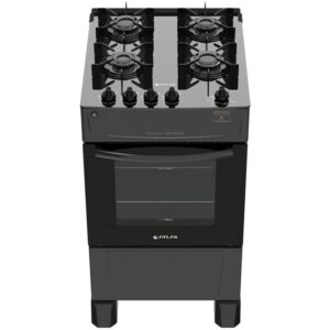 Fogão 4 Bocas Atlas Preto Mesa de Vidro Mônaco Top Glass - Fogão 4 Bocas