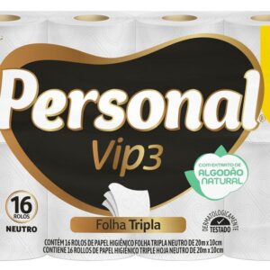 Papel Higiênico Folha Tripla Personal Vip 16 Rolos 20m - Papel Higiênico