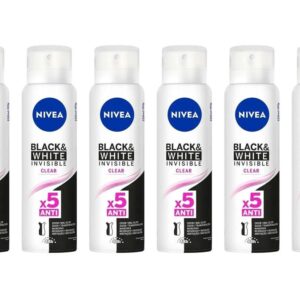 Desodorante Antitranspirante Aerossol Nivea - Black & White Clear Feminino 150ml 6 Unidades - Desodorante