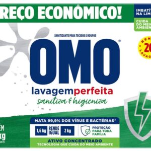Sabão em Pó Omo Lavagem Perfeita Sanitiza e Higieniza Concentrado 1,6kg - Sabão em Pó