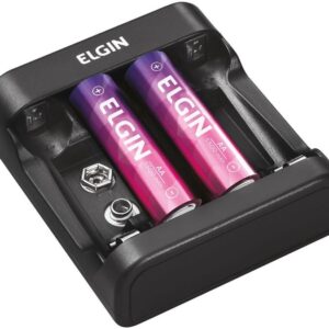 Carregador de Pilhas Elgin AA e AAA - com 2 Pilhas AA - Carregador de Pilha