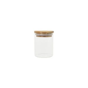Oikos - Pote de Vidro 200ml com Tampa de Bambu Hermético Redondo Flat