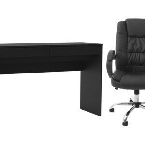 Kit Cadeira de Escritório Presidente Giratória - Otello + Escrivaninha 2 Gavetas Politorno Office - Conjunto Escritório / Home Office