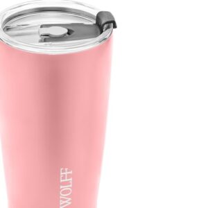 WOLFF Copo Térmico de Aço Inox Parede Dupla Com Tampa 600ml Rosé - Itens Para Viagem - Mantém a Bebida na Temperatura Ideal