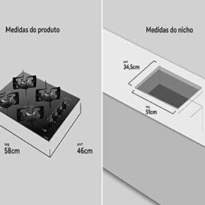 Cooktop 4 Bocas Preto com Mesa de Vidro Atlas Agile Up Bivolt