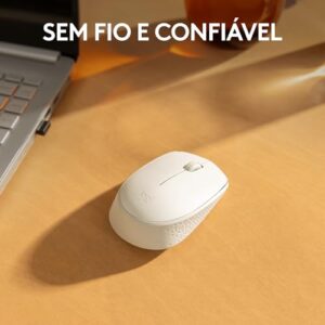 Mouse sem fio Logitech M170 com Design Ambidestro Compacto, Conexão USB e Pilha Inclusa - Branco