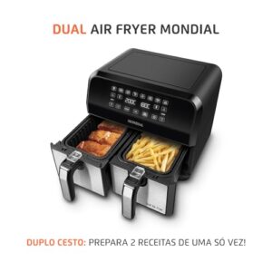 Fritadeira Air Fryer Dual Duplo Cesto 8L, Mondial, 2200W, 220V - AFD-01-BI