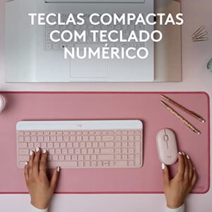 Combo Teclado e Mouse sem fio Logitech MK470 com Design Slim, Digitação e Clique Silencioso, Mouse Ambidestro, Conexão USB e Pilhas Inclusas - Rosa