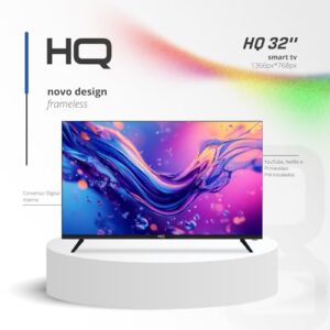 Smart TV HQ 32" HD tela sem bordas Androind 12 design slim HQS32NKHM