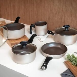 Brinox - Jogo de Panelas Antiaderente Ceramic Life 5 Peças Essence - Champanhe