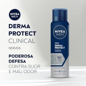 NIVEA MEN Antitranspirante Derma Protect Clinical - Alta proteção de 96 horas contra o suor excessivo e o mau odor, garantindo axilas macias e sem irritação - 150ml
