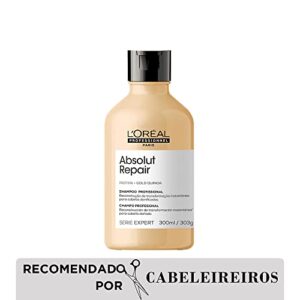 L'Oréal Professionnel Shampoo Absolut Repair, Repara Danos e Promove Brilho, Com Quinoa & Proteínas, Para cabelos secos e danificados, 300ml