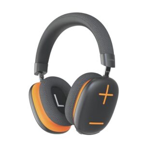 Basike Fones De Ouvido Sem Fio, Headphone Bluetooth on-ear com Microfone, Até 50 Horas de Música, HQ182B (Laranja Preto)