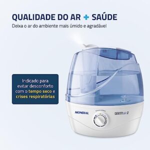 Umidificador de Ar Ultrassônico Comfort Air 2, Mondial, Branco/Azul, 30W, Bivolt - NUA-02