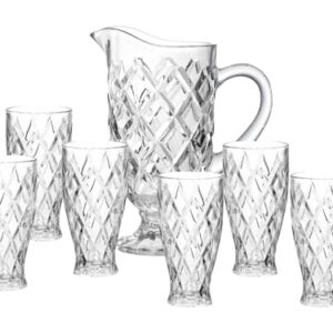Conjunto com Jarra Paris de 1,15L e 6 Copos 300ml, Transparente Jogo de Vidro para Água e Suco