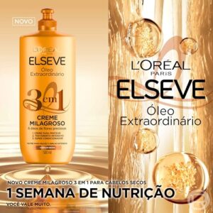 Creme Milagroso 3 em 1 Elseve Óleo Extraordinário 500ml