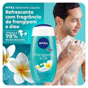 NIVEA Sabonete Líquido Frangipani & Oil 250ml - Fragrância da flor frangipani com pérolas de óleo, sensação de pele macia e hidratada