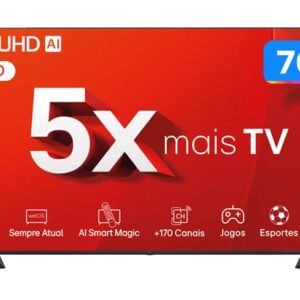 Smart TV 70" 4K LG Ultra HD 70UT8050 com Processador a5 Ger7 AI, Alexa/Chromecast integrado, Otimizador de Jogos, webOS 24 e Controle Smart Magic - TV 4K Ultra HD