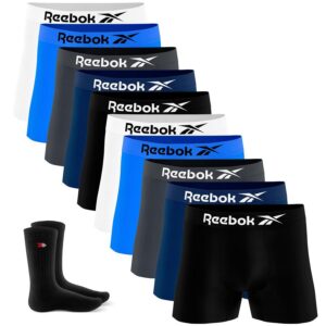 Kit 10 Cueca Boxer Reebok Sem Costura Box + 2 Meias Sandrini - Cueca