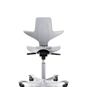 Cadeira Ergonômica HÅG Capisco Puls 8010, Assento Sela, Ajustes Múltiplos, Promove Movimento e Postura Saudável, Suporte Lombar, Confortável, Ideal para Home Office e Escritório - Cinza Claro e Preto