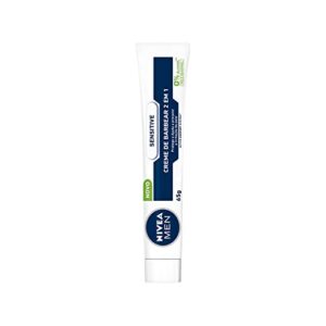 NIVEA MEN Creme de Barbear Sensitive 2 em 1 65g - Para peles sensíveis, previne irritações, com extrato de camomila e minerais, deslizamento suave da lâmina