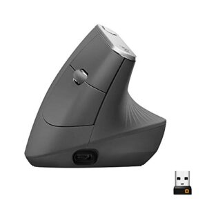 Mouse sem fio Logitech MX Vertical com Design Ergonômico para Redução de Tensão Muscular, Conexão USB Unifying ou Bluetooth com Easy-Switch para até 3 dispositivos e Bateria Recarregável