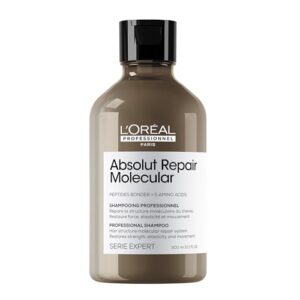 L’Oréal Professionnel Shampoo Absolut Repair Molecular, Repara Danos e Restaura Todos os Tipos de Cabelos Danificados, Sem Sulfato, SERIE EXPERT, 300ml