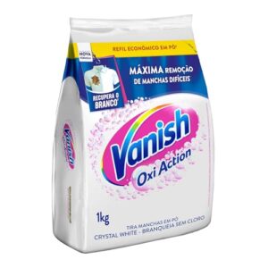 Vanish Oxi Action - Tira Manchas Em Pó, Crystal White, Refil Econômico para roupas brancas, 1 Kg