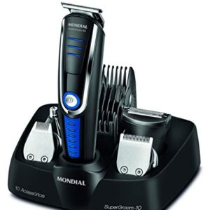 Aparador de Pelos Super Groom 10, Mondial, Preto/Azul, 6W, Bivolt - BG-03
