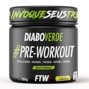 FTW Pré-Treino Diabo Verde - Energia Extrema, Força e Foco - Potência Hardcore com Cafeína, Beta-Alanina - Para Treinos Intensos - sabor: Frutas Amarelas - Pote 150g